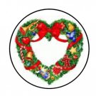 48 Christmas Wreath Heart Envelope Seals Labels Stickers 1.2" Round