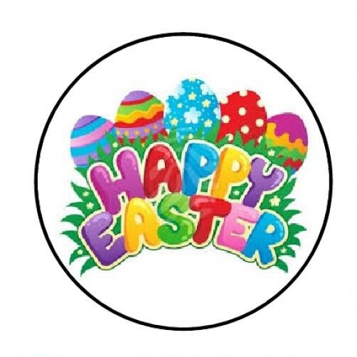 48 Happy Easter Bright Envelope Seals Labels Stickers 1.2" Round