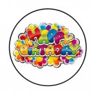 48 Happy Birthday Flowers Envelope Seals Labels Stickers 1.2" Round