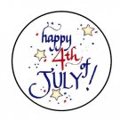 48 Happy 4Th July Red Blue Envelope Seals Labels Stickers 1.2" Round