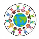 48 Children World Envelope Seals Labels Stickers 1.2" Round