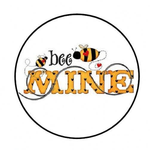 48 Be Mine Bumble Bee Envelope Seals Labels Stickers 1.2" Round