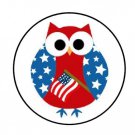 48 Patriotic Owl 4Th July Envelope Seals Labels Stickers 1.2" Round