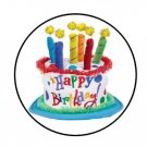 48 Happy Birthday Cake Envelope Seals Labels Stickers 1.2" Round