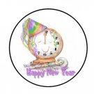 48 Happy New Year Clock Envelope Seals Labels Stickers 1.2" Round