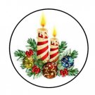 48 Christmas Candles Envelope Seals Labels Stickers 1.2" Round