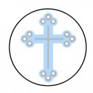 48 Blue Cross Envelope Seals Labels Stickers 1.2" Round