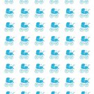 48 Light Baby Boy Blue Carriage Envelope Seals Labels Stickers 1.2" Round