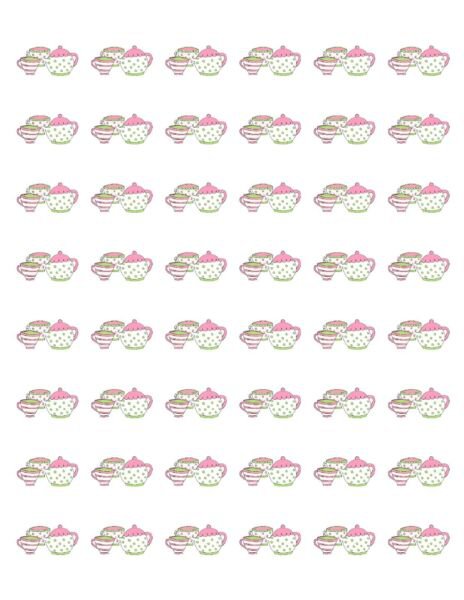 48 Tea Pot Cup Envelope Seals Labels Stickers 1.2" Round
