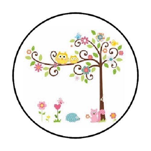 48 Tree Owl Birds Envelope Seals Labels Stickers 1.2" Round