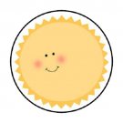 48 Sun Face Envelope Seals Labels Stickers 1.2" Round
