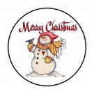 48 Merry Christmas Snowman Envelope Seals Labels Stickers 1.2" Round