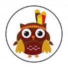48 Fall Thanksgiving Owl Envelope Seals Labels Stickers 1.2" Round