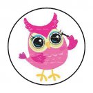 48 Diva Pink Owl Envelope Seals Labels Stickers 1.2" Round