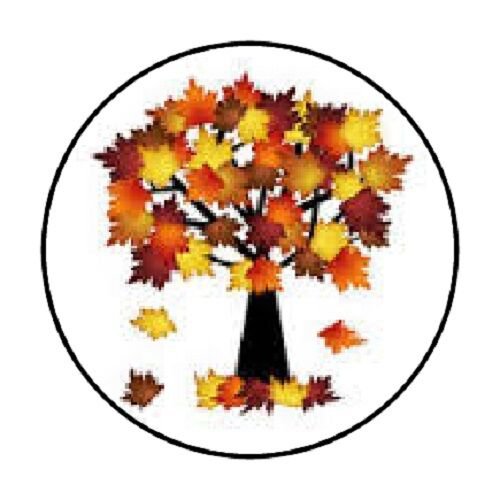 48 Fall Tree Leaves Autumn Envelope Seals Labels Stickers 1.2" Round