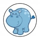 48 Blue Baby Hippo Envelope Seals Labels Stickers 1.2" Round