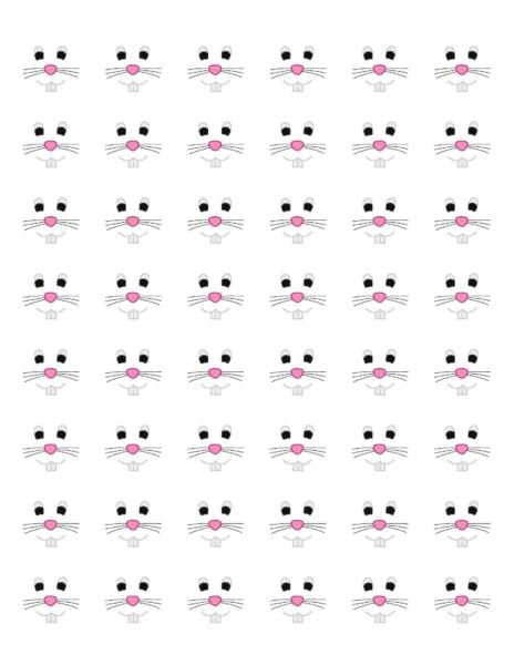 48 Easter Bunny Face Envelope Seals Labels Stickers 1.2" Round