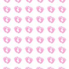 48 Pink Baby Feet Footprints Envelope Seals Labels Stickers 1.2" Round