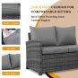 7 Pcs Patio Dining Set All Weather Conversation Set With 3 Ottomans & Cushions, Gray