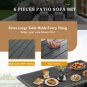 7 Pcs Patio Dining Set All Weather Conversation Set With 3 Ottomans & Cushions, Gray