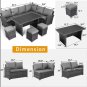 7 Pcs Patio Dining Set All Weather Conversation Set With 3 Ottomans & Cushions, Gray