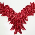 NK06 Red Neckline Front Sequin Beaded Applique Dancewear