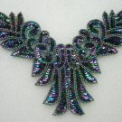 NK08-2 Sequin Beaded Applique Neckline Collar Black Iris
