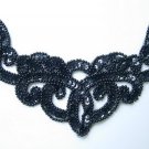 NK15-2 Necklace Sequin Bead Applique Black for Dancewear