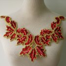 NK17 Necklace Sequin Bead Applique Hologram Red