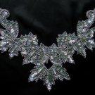 NK17-6 Necklace Sequin Bead Applique Hologram Silver