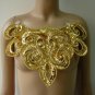 NK18-2 Flamed Collar Front-Neck Sequin Beaded Applique Gold