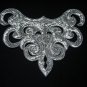 NK18-3 Flamed Collar Front-Neck Sequin Beaded Applique Silver