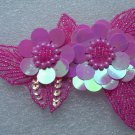 FW72 Twin Layer Flower Sequin Bead Applique Motif Deep Pink Iris