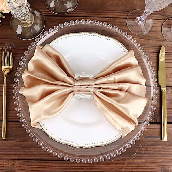 10 Nude Silky Satin 20X20" Wedding Napkins Party Table Linens Catering
