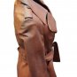Women's Coat Real Leather Vintage 70's trench Double Chest 44 Ita Unique Luxury
