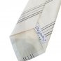 Tie handcrafted Pure Silk 2 3/8in Elegant White striped Black Blue Pearl
