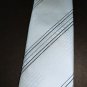 Tie handcrafted Pure Silk 2 3/8in Elegant White striped Black Blue Pearl