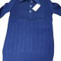 Men's Sweater Pure Wool Iws Neck Polo Winter Size M Tubular Ribs Blue Vintage