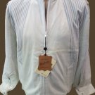 Men's Jacket Light Real Leather Madras White Striped Size 50 Spring Aniline