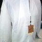 Men's Jacket Light Real Leather Madras White Striped Size 50 Spring Aniline