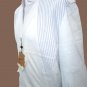 Men's Jacket Light Real Leather Madras White Striped Size 50 Spring Aniline