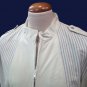 Men's Jacket Light Real Leather Madras White Striped Size 50 Spring Aniline