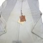 Men's Jacket Light Real Leather Madras White Striped Size 50 Spring Aniline