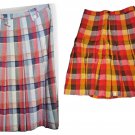 Skirt Summer Tartan Red Orange Rope Light Check Mix Linen 46 48 Ita Hiq