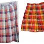Skirt Summer Tartan Red Orange Rope Light Check Mix Linen 46 48 Ita Hiq
