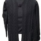 Twin Set Women Black Pure Wool Size L Jacket Stole Formal Tre Nani Made IN Italy