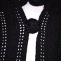 Twin Set Women Black Pure Wool Size L Jacket Stole Formal Tre Nani Made IN Italy