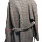 Jacket Woman Poncho Pure Wool + Real Leather Tweed Fantasy Chess Vintage 80