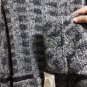 Jacket Woman Poncho Pure Wool + Real Leather Tweed Fantasy Chess Vintage 80