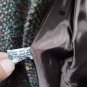 Jacket Woman Poncho Pure Wool + Real Leather Tweed Fantasy Chess Vintage 80